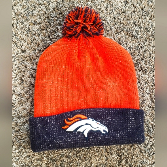 Official NFL|  Denver Broncos Sparkly Beanie Hat with Pompom - Picture 1 of 3